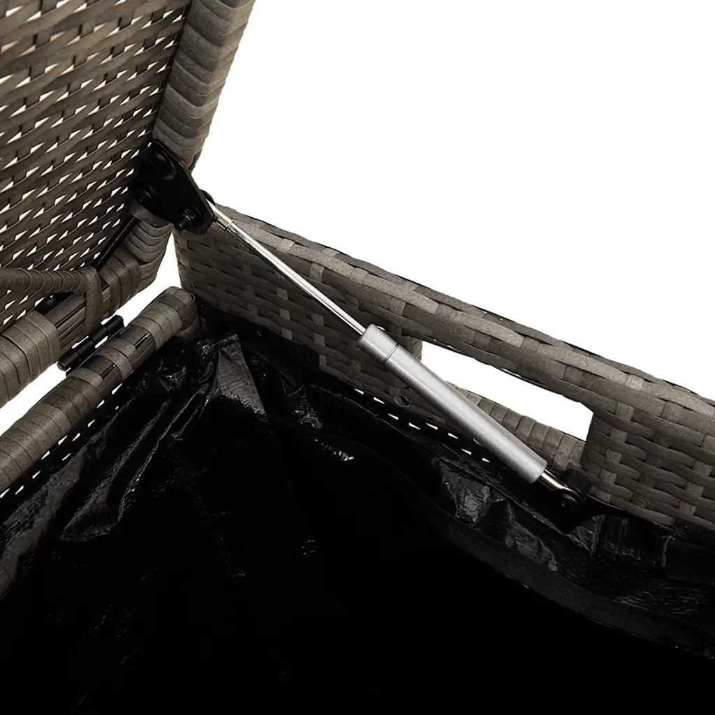 Cassapanca da Esterno con Cuscino-Baule-Panca con Contenitore Grigia 100 cm in Polyrattan 508591
