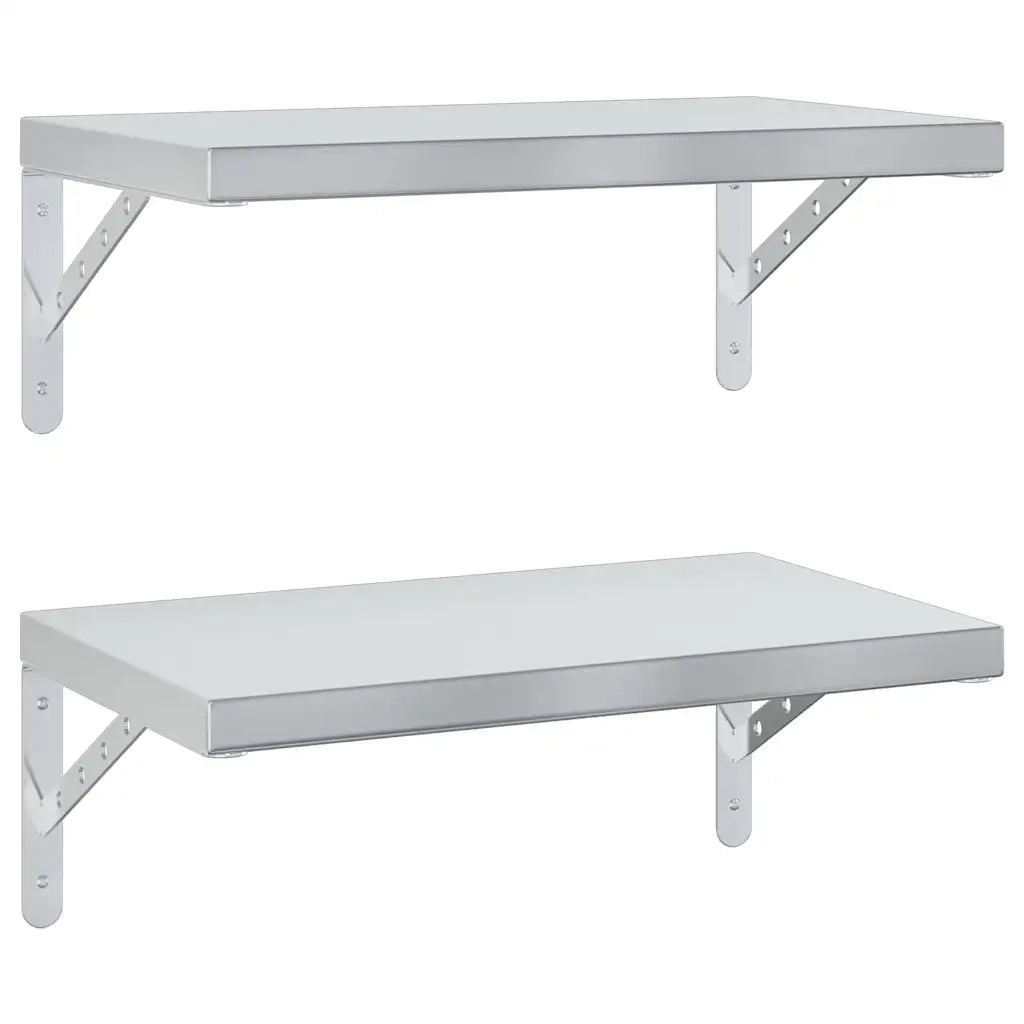 vidaXL Mensole a Muro 2 pz 50x30 cm Argento in Acciaio Inossidabile