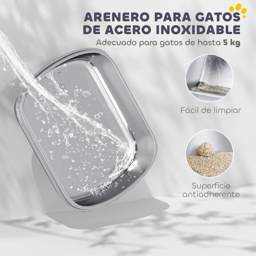 Arenero per Gatti ¨C zephmum ¨C Grigio Acciaio Inox 52,4x41,3x39,9 cm