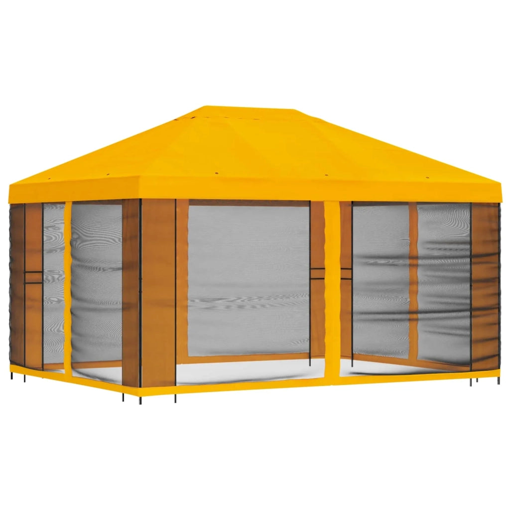 Gazebo da giardino con pareti laterali 4 × 3 m Giallo 900392