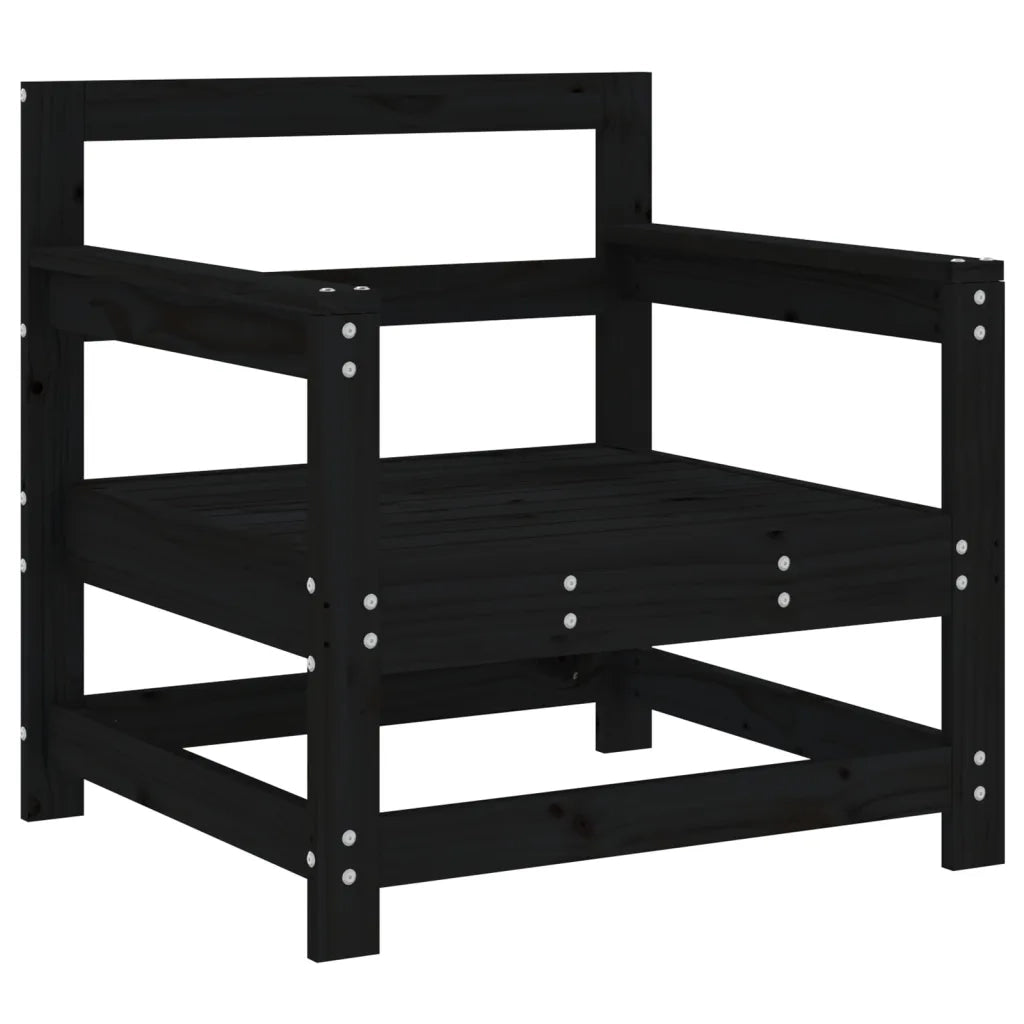 Sedia da patio-Sedie da Giardino 2 pz Nere in Legno Massello di Pino 642203