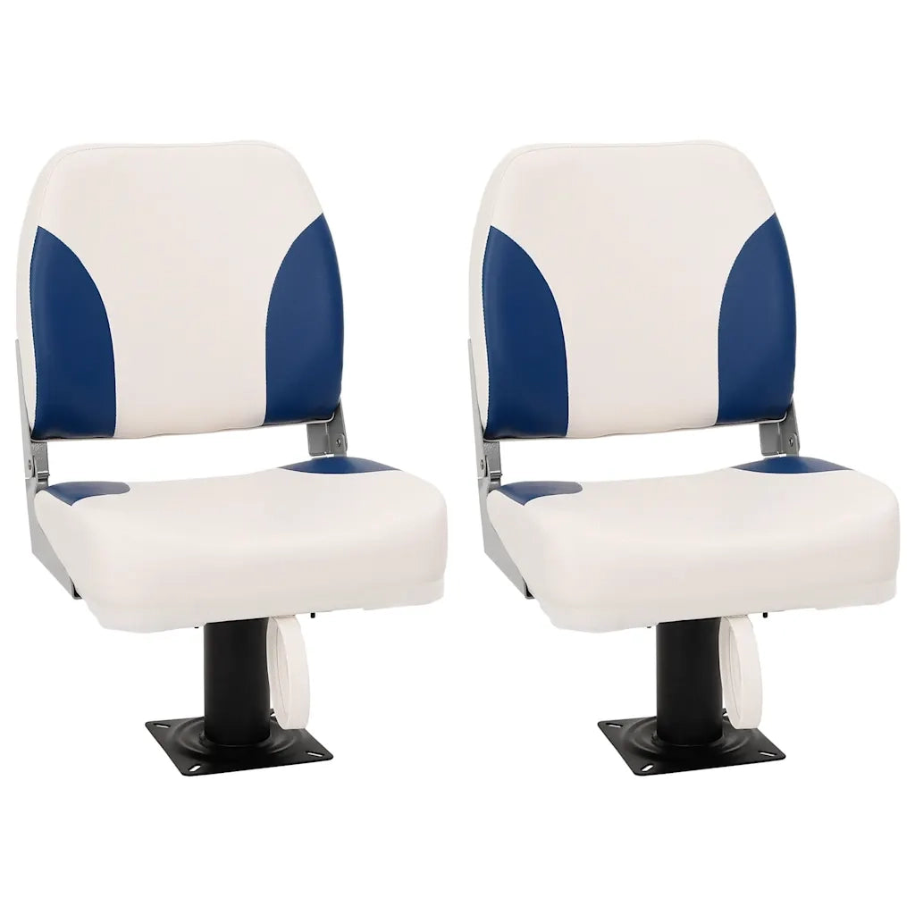 Set Sedile per Barca Pieghevole 4 pz Blu e Bianco 41x36x48 cm