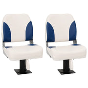 Set Sedile per Barca Pieghevole 4 pz Blu e Bianco 41x36x48 cm
