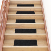 Tappetini per scale autoadesivi 15 pz 60x25 cm neri rettangolari 326914