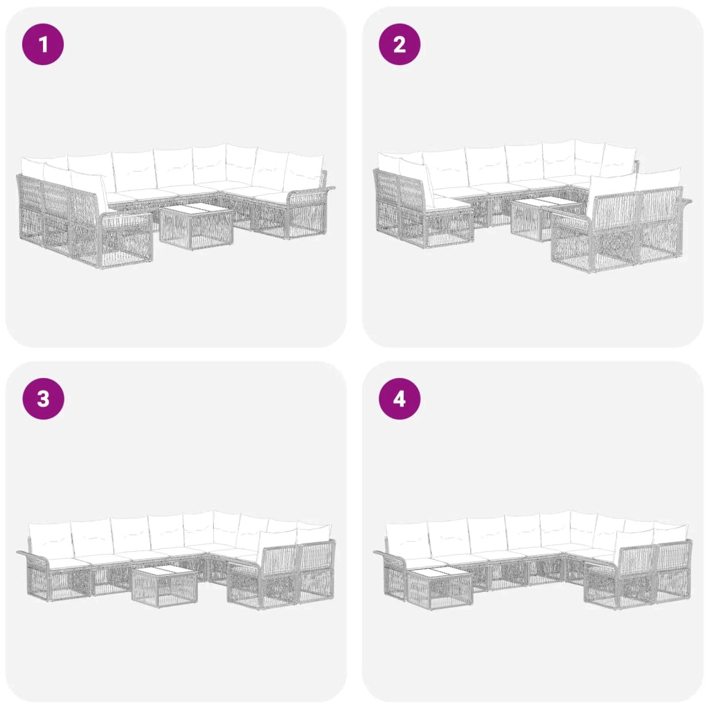 Set Divano da Giardino 10 pcs Beige polyrattan