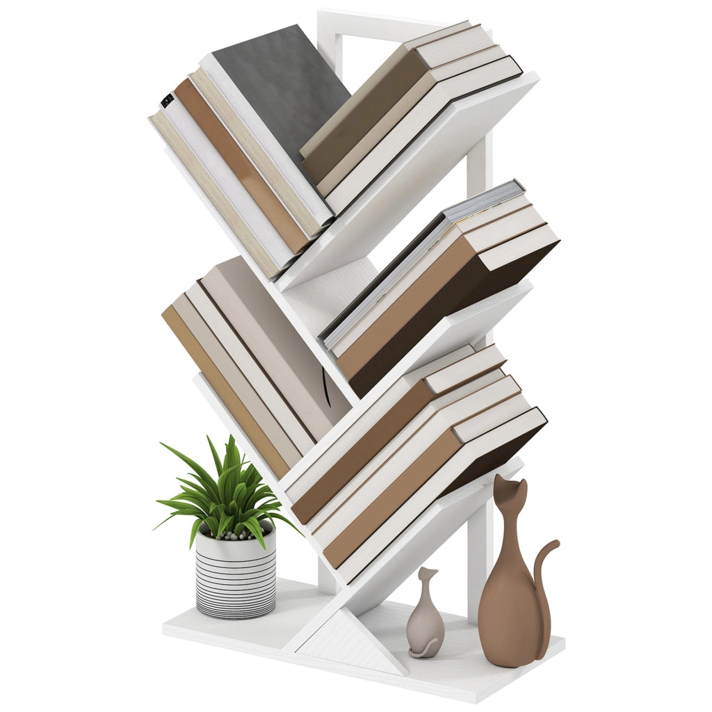 Libreria a Forma di Albero con 5 Ripiani ¨C zephmum ¨C Bianco 50x24x82 cm