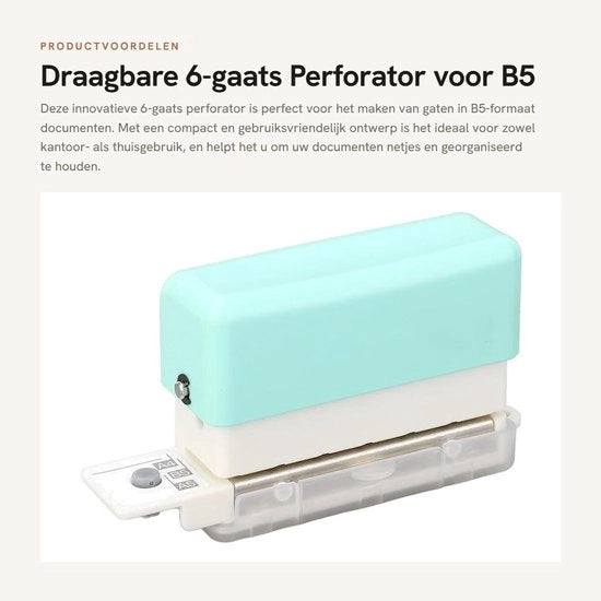 Perforatrice 6-ga, portatile e compatta, con piastra innovativa, adatta a fogli B5 e fogli singoli, utile per scrapbooking, per lavori ordinati, punteria elettrica