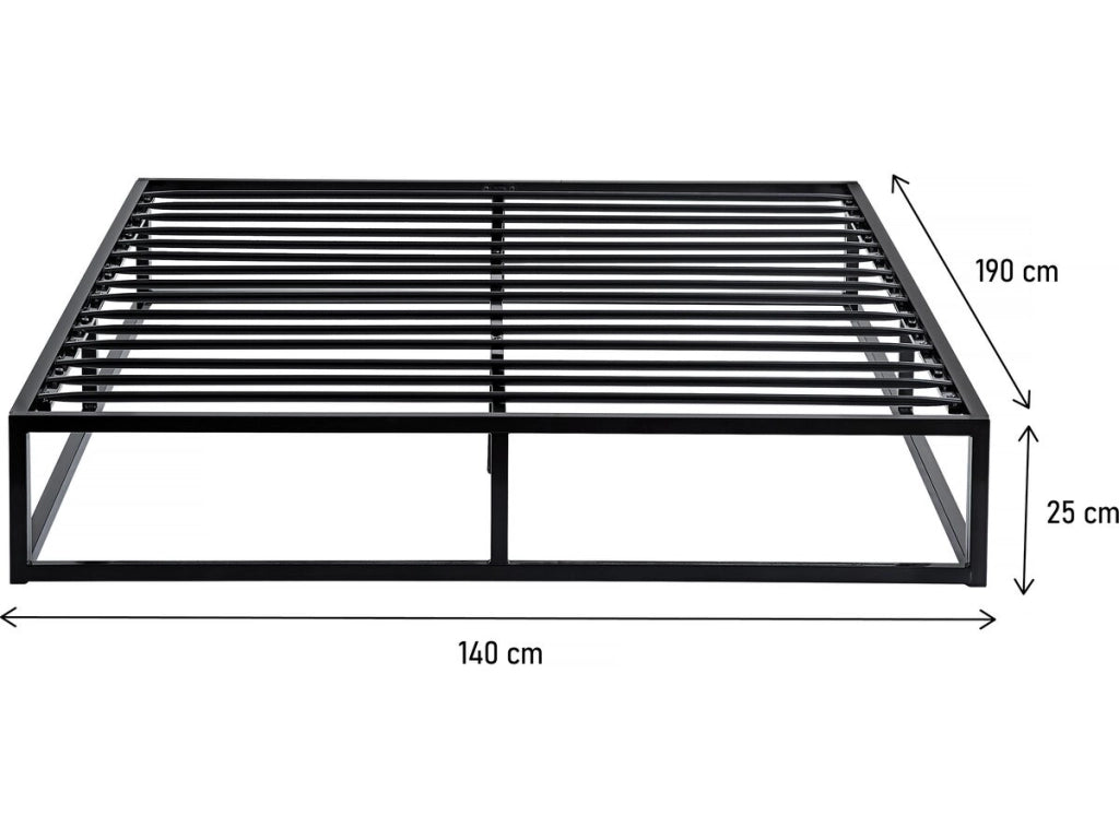 Struttura letto in metallo 140 x 190 - Nero