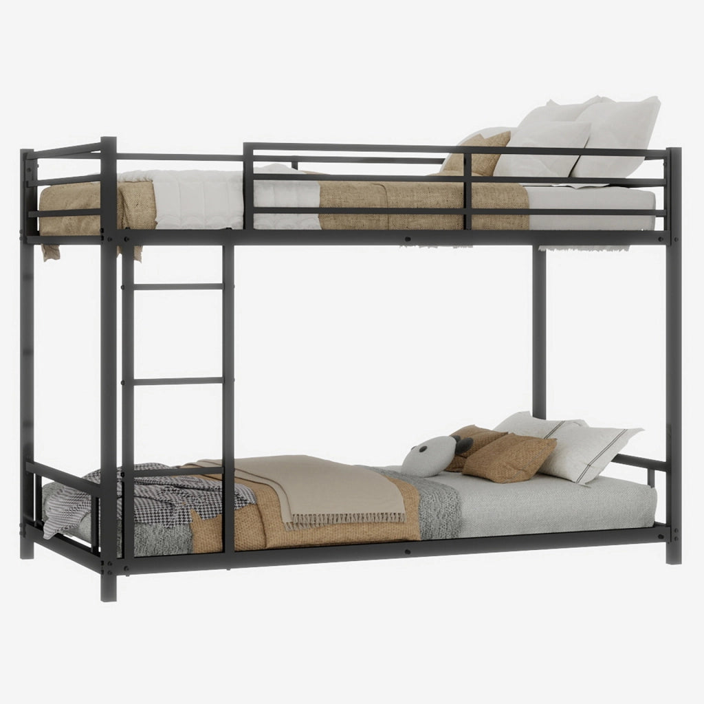 Letto a castello con due letti singoli ferro nero 98x197 cm