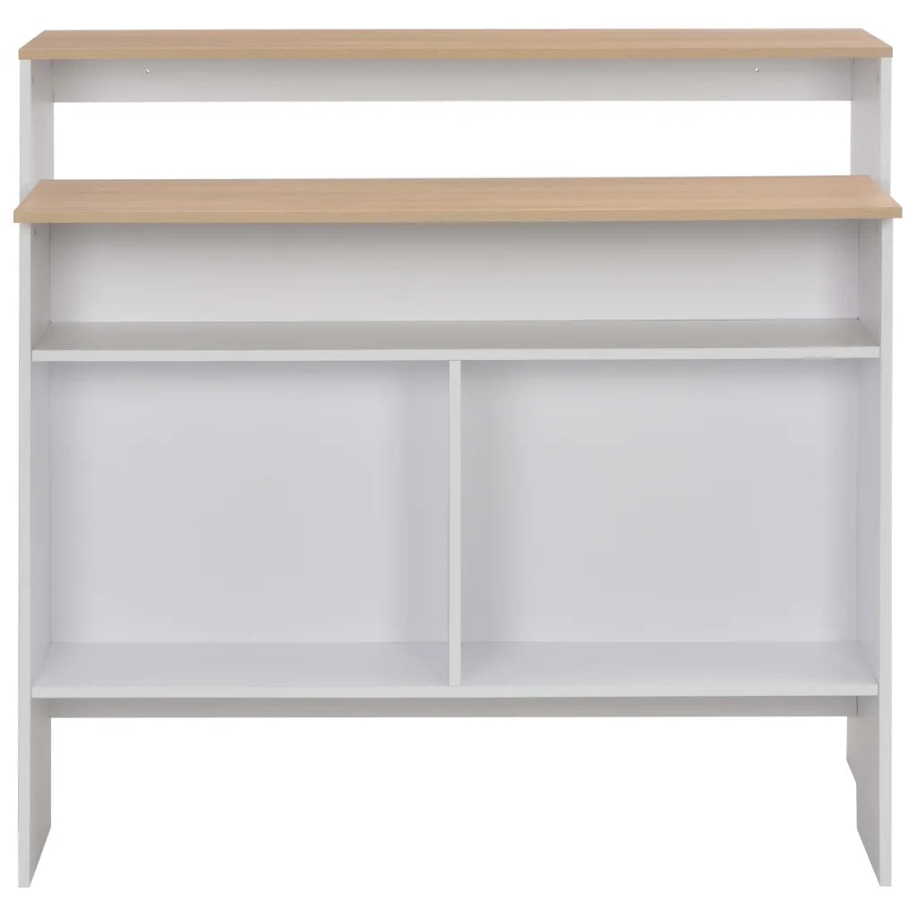 Tavolo da Bar a 2 Livelli Bianco e Rovere 130x40x120 cm cod mxl 77920
