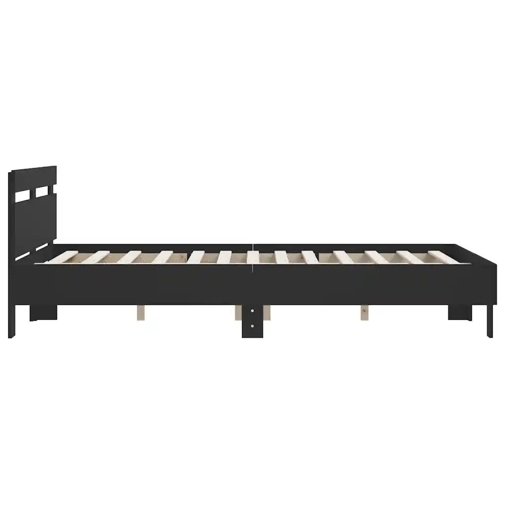 Giroletto con Testiera Nero 140x200 cm in Legno Multistrato 3207421