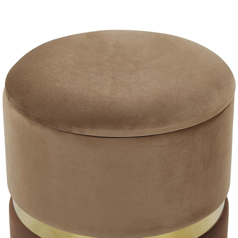 Set di 2 pouf portaoggetti Poggiapiedi con rivestimento in velluto di poliestere marrone chiaro e scuro dal design retrò