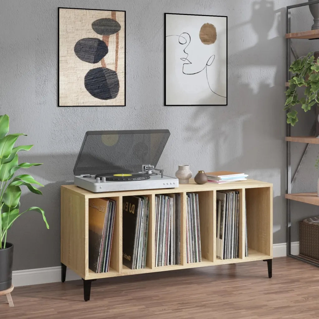 Mobile Porta Dischi Rovere Sonoma 100x38x48cm Legno Multistratocod mxl 80711