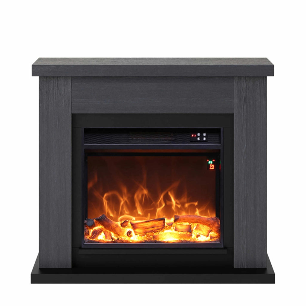 Caminetto Fuego Paolo Gris 1500w a Parete Con Cornice Telecomando e Bruciatore 1500w Grigio Scuro