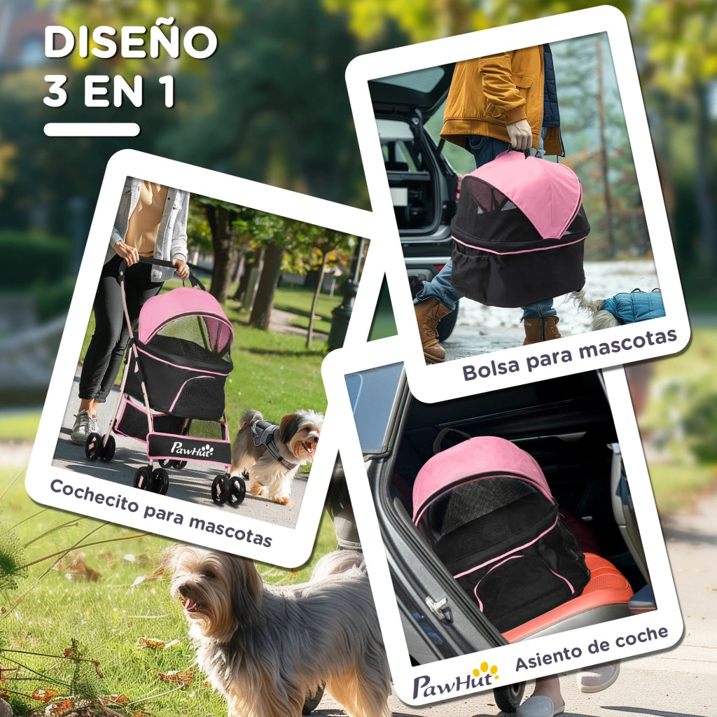Carretto per Cani Piccoli 3 in 1 ¨C zephmum ¨C Rosa
