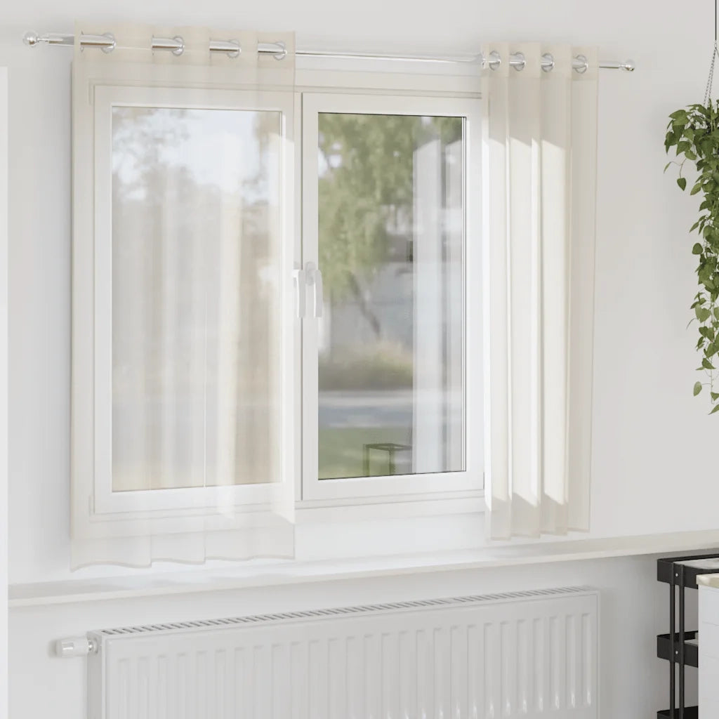Tende in Voile con Occhielli 2 pz Crema 140x175 cm 4102072