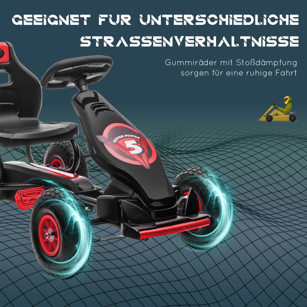 Go-kart a pedali per bambini ¨C Xylo ¨C rosso e nero, sedile regolabile, 121x58x61 cm