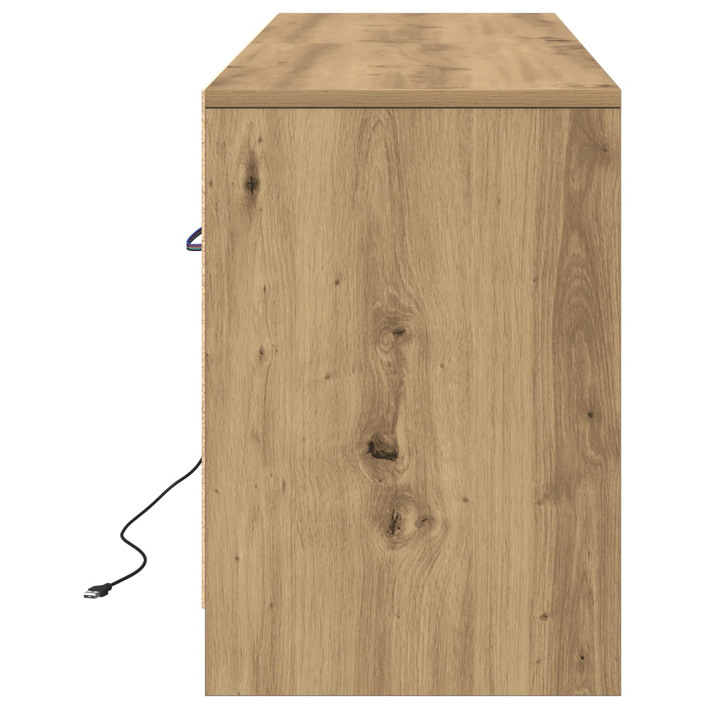 Mobile TV con LED Rovere Artigianale 139.5x34x50 cm Legno Ingegrato