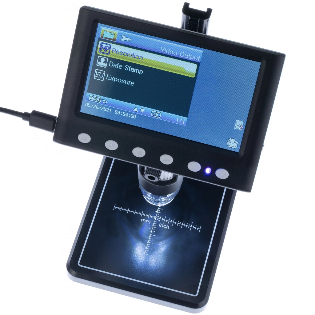 Mikroscopio Digitale DM7-B1 – Schermo LCD 4,3" | Ingrandimento 40X-1000X | Connessione PC, 8 LED Regolabili, MicroSD