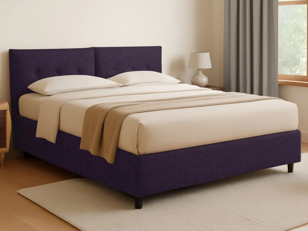 York, Letto Piazza e Mezza Sfoderabile Made in Italy, Viola