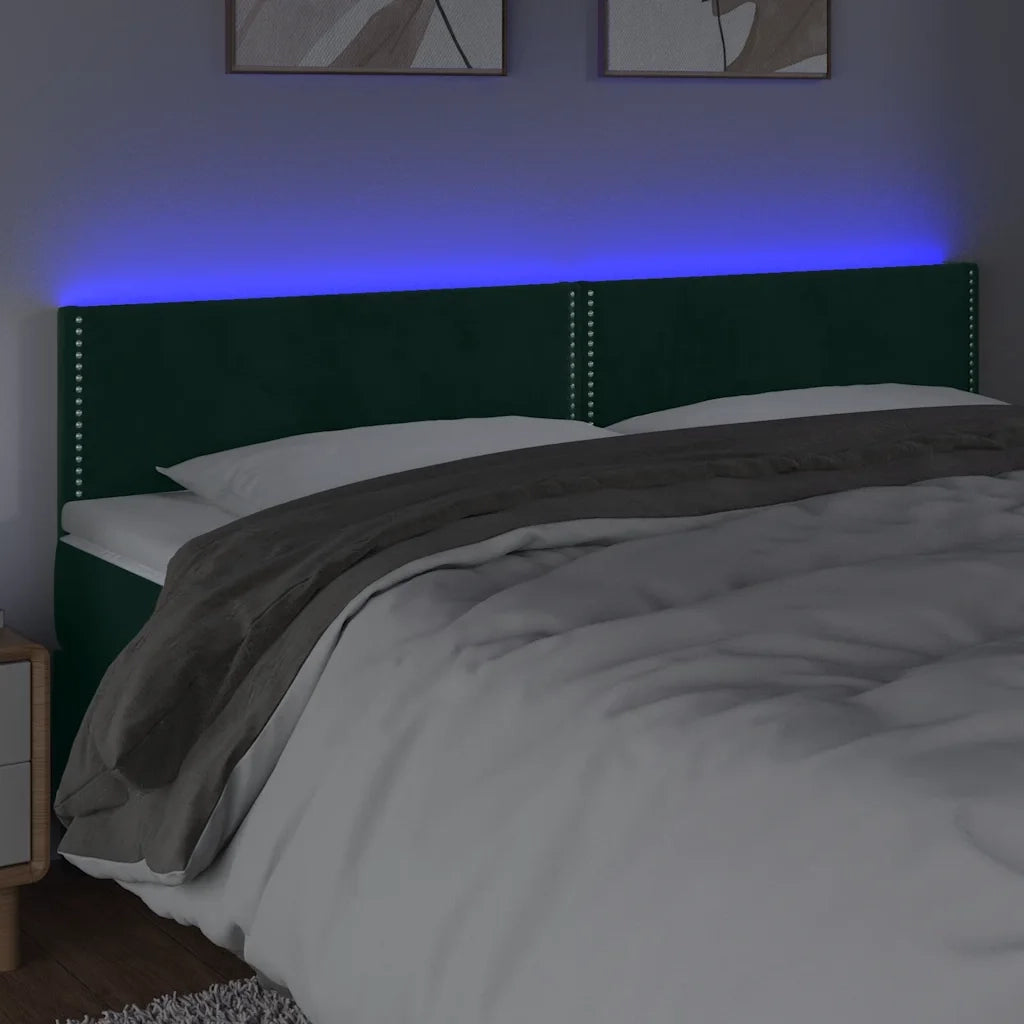 Testiera a LED-Testata con LED Verde Scuro 200x5x78/88 cm in Velluto 161122