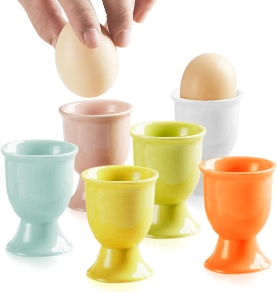 Set di 6 ciotoline per uova in ceramica con fondo rotondo 6 colori per colazione, pasti e cocktail