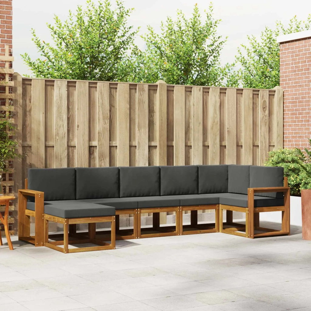 Set di divani da esterno con cuscino 7 pcs Naturale e Antracite