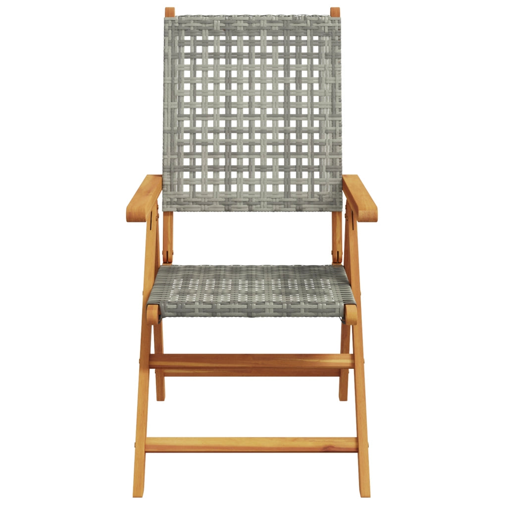 Set da Pranzo da Giardino a 5 Pezzi in Legno Massello di Acacia e Rattan Sintetico - Grigio