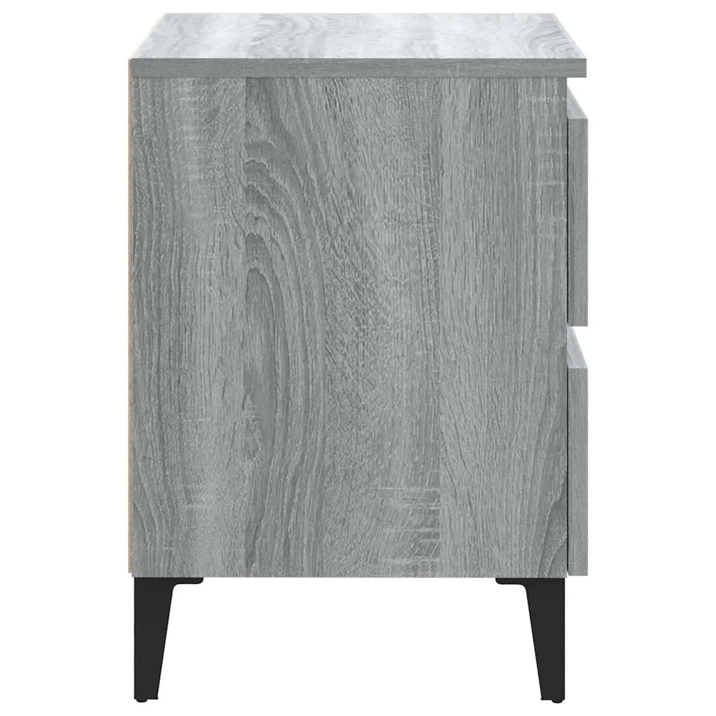 Comodini con Gambe in Metallo 2 pz Grigio Sonoma 40x35x50 cm 813131