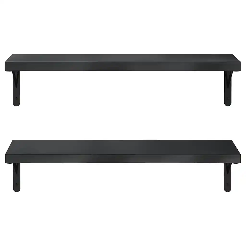 vidaXL Mensole a Muro 2 pz 75x23,5 cm Nero in Acciaio Inossidabile