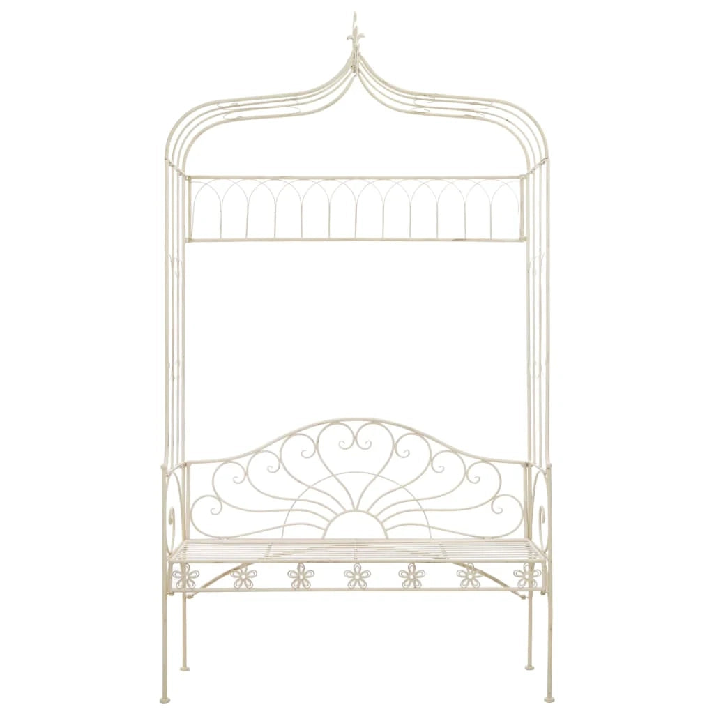 Panca da giardino mobili da esterno terrazza 122 x 43 x 220 cm latta antica 02_0011217