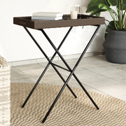 Tavolino Vassoio Pieghevole-Tavolino da soggiorno-Tavolo Marrone 65x40x75 cm in Polyrattan