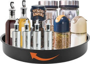 Organizzatore per piatti da cucina - Nero, rotante, 360 gradi - Metallo, 30 cm - Organizzatore per spezie - Comparto di stoccaggio per cucina/ sala da pranzo/lavoro/soggiorno. Comparto di stoccaggio