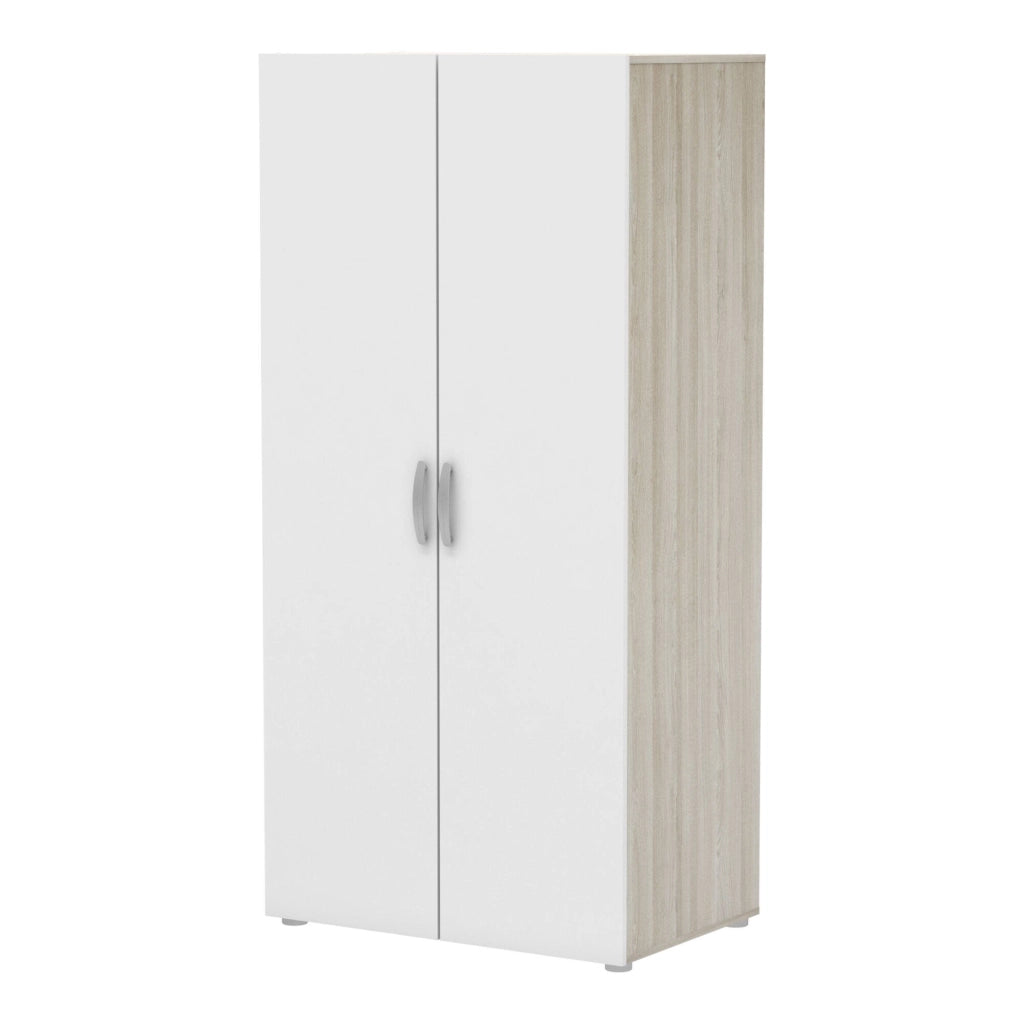 Guardaroba 2 ante Ockhi, Mobile camera da letto, Cabina armadio portabiti, Armadio appendiabiti, 79x52 h166 cm, Rovere e Bianco opaco