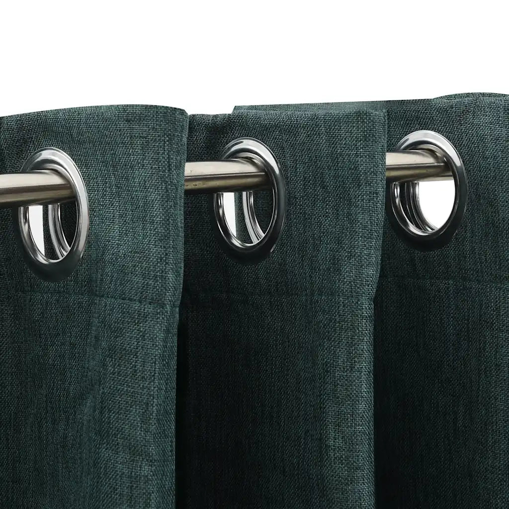 Tende Oscuranti Effetto Lino con Occhielli 2 pz Verdi 140x225cm 321185