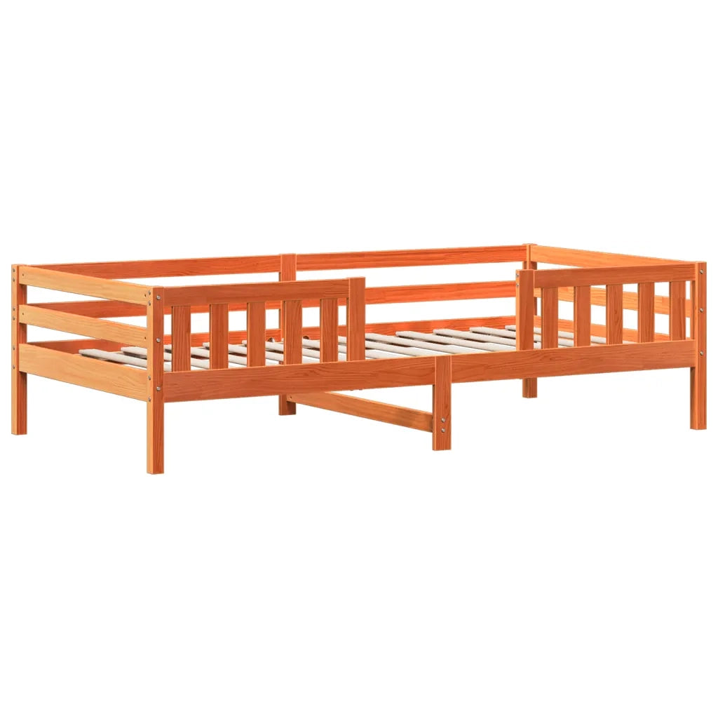 vidaXL Giroletto con Tetto Marrone Cera 90x190 cm Massello Pino