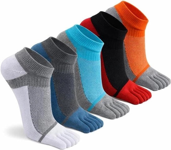 Sottovesti in cotone a cinque dita - Pacchetto da 5 - Unisex - Nero - Sottovesti a cinque dita, Sottovesti in cotone per corsa con cinque dita a 5 pezzi