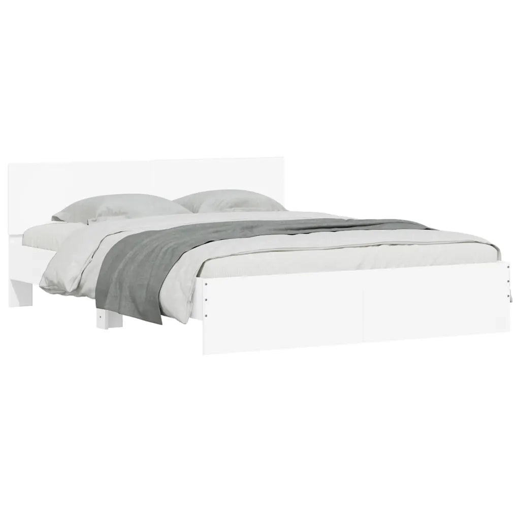 Giroletto con Testiera e LED-Struttura Letto con testiera Bianco 150x200 cm 335007