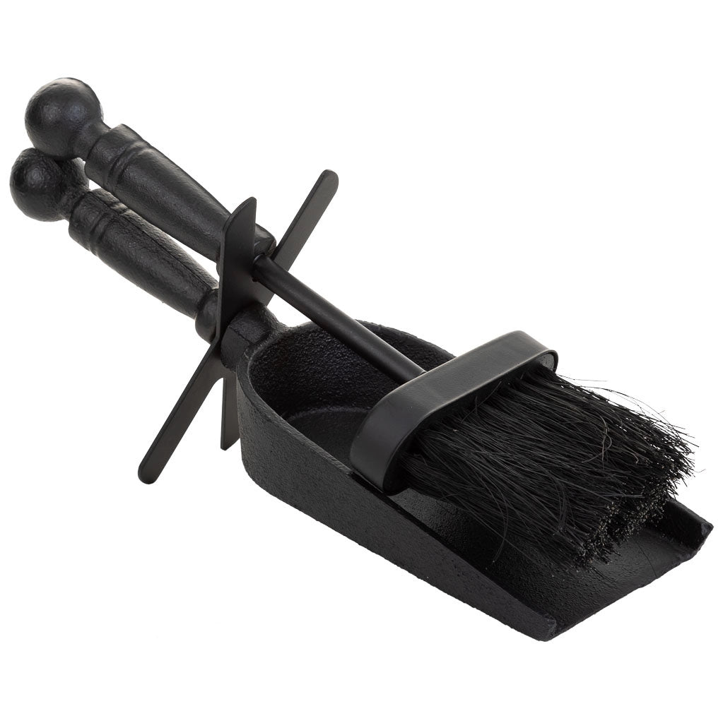 Scopino e paletta in metallo nero 29x10x12h
