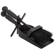 Scopino e paletta in metallo nero 29x10x12h