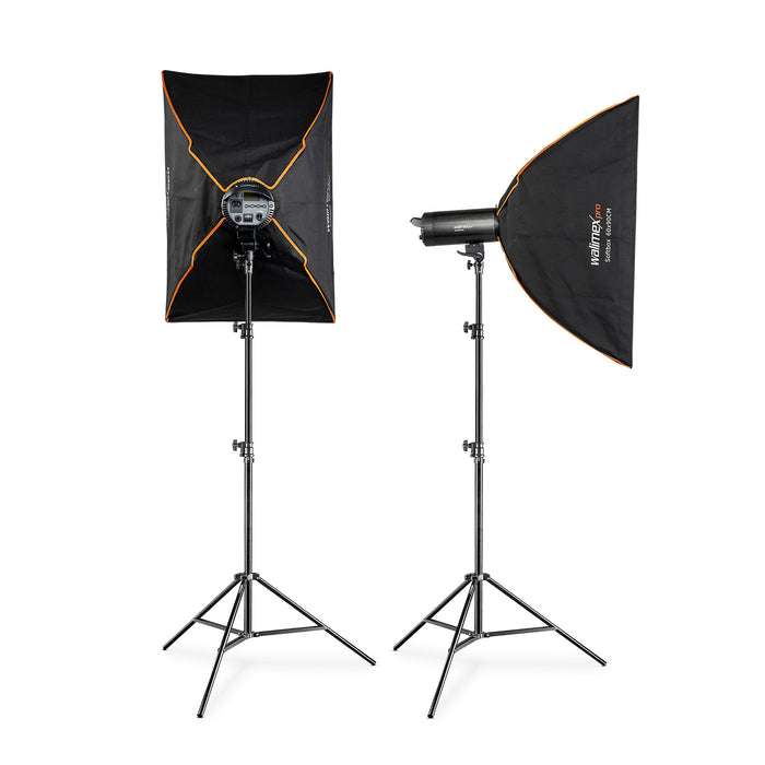 Stager 600 HSS set di 2 flash fotografici da studio, luce LED da 600 W per foto e video, con 2 softbox 2 stativi luci e accessori