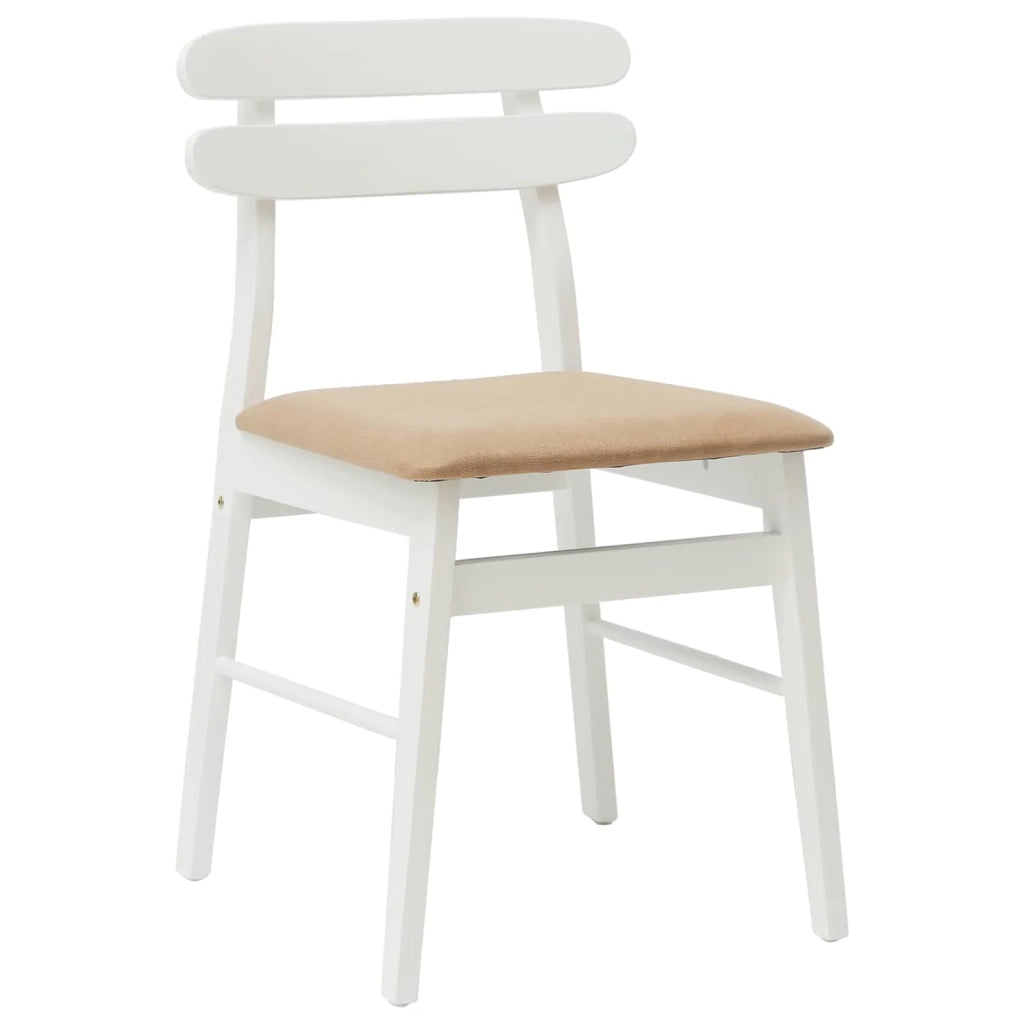 Sedia da pranzo 2 pcs Bianco e marrone Legno di gomma solido 42020517