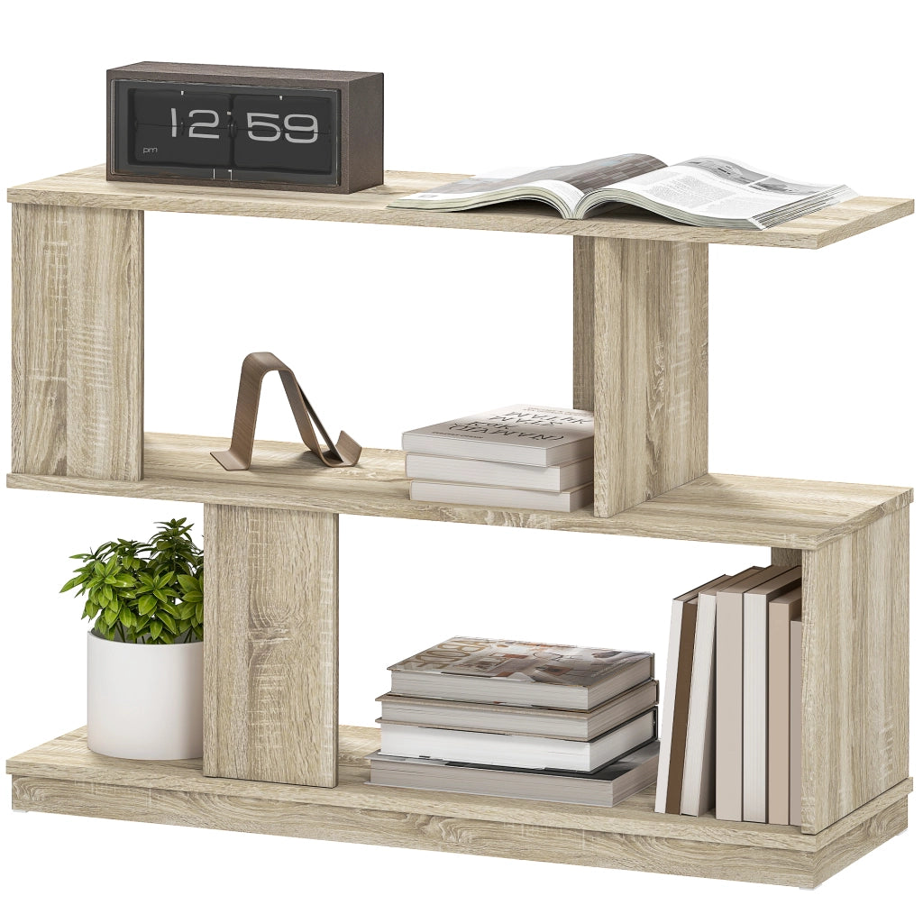 Tavolino da Caff¨¨ Moderno a S con 3 Ripiani per Soggiorno e Salotto, 90x30x61 cm, Legno