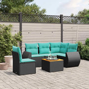 Set Divani da Giardino 6 pz con Cuscini Nero in Polyrattan 3225007