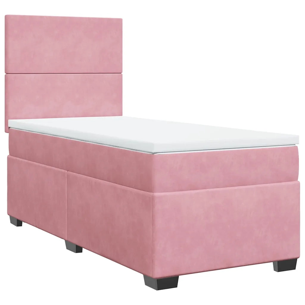 Giroletto a Molle con Materasso Rosa 80x200 cm in Velluto