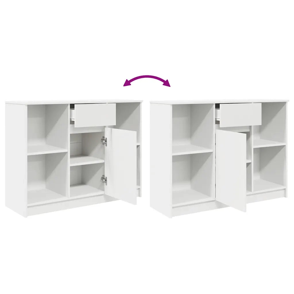 Credenza con Cassetto Bianco 101x35x76 cm in Legno Multistrato 861562
