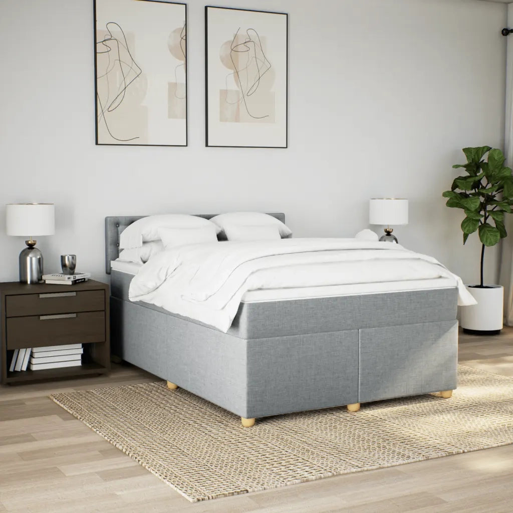Giroletto a Molle con Materasso Grigio Chiaro160x200 cm Tessuto