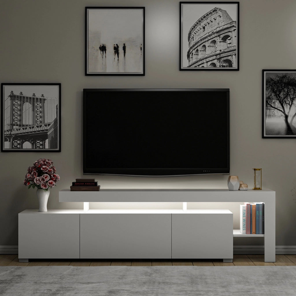 Trasacco, Mobile Porta tv un Ripiano, 192x37x53h cm Bianco