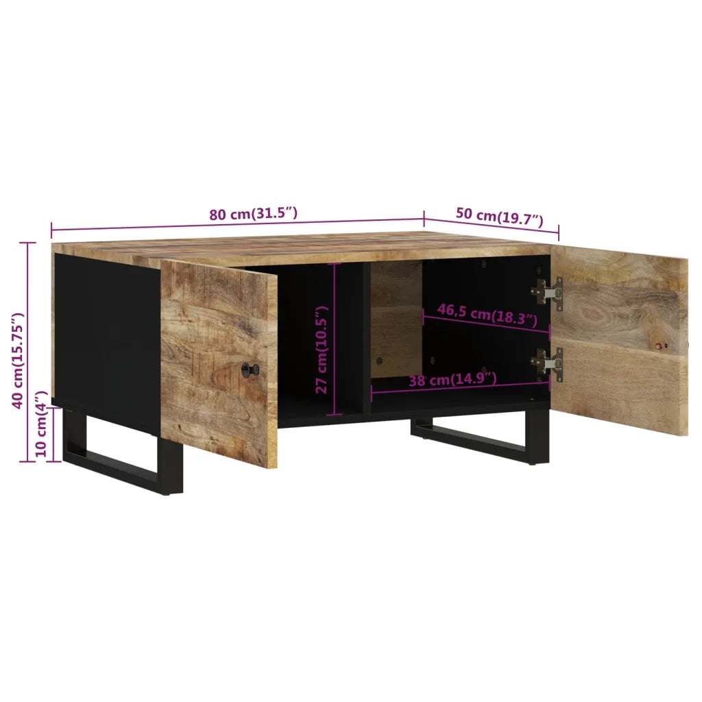 Tavolino da Soggiorno 80x50x40 cm Massello Mango e Multistrato cod mxl 27687