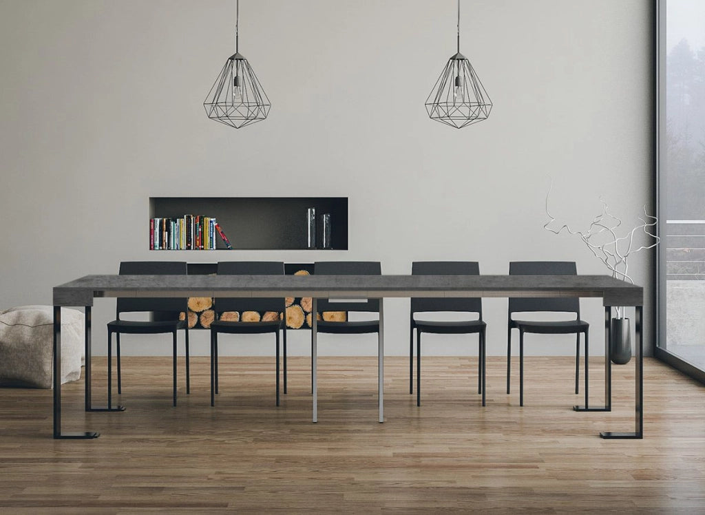 Consolle allungabile 90x40/300 cm Tekno Cemento telaio Antracite